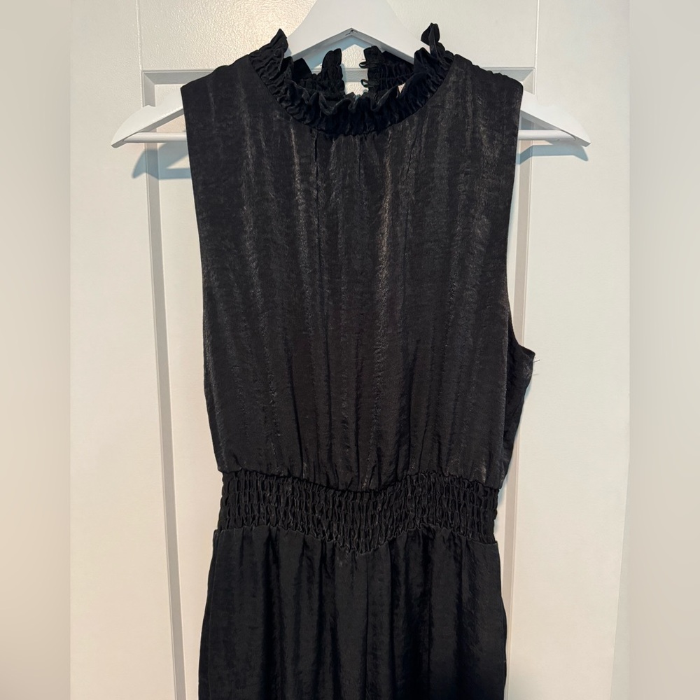 Francesca's Collections Black Ruffled Jumpsuit
